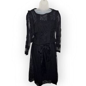 Bistro of Montreal Vintage 80s Lace Midi Dress in Black size 6